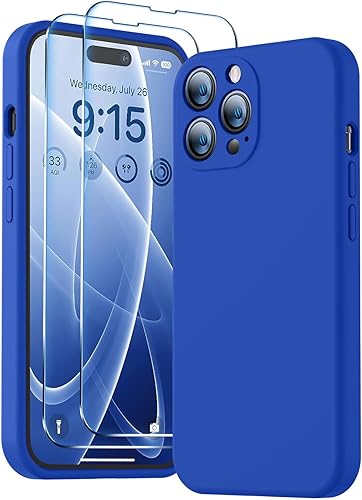 Miniatura 536 de BossKiss Funda compatible con iPhone 14 Pro, silicona mejorada [protección de cámara] [2 protectores de pantalla 9H], forro interior de microfibra