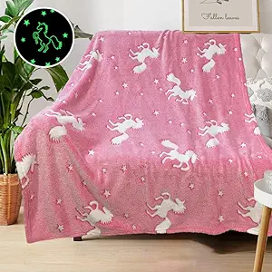 Unicorn Blanket for Girls, Glow in The Dark Blankets for Girls Kids Blankets for Girls, Personalized Blankets for Girls/Baby/Toddler, Unicorns Gifts for Girls Age 1-12, Soft Fleece Blanket 40"x 50"