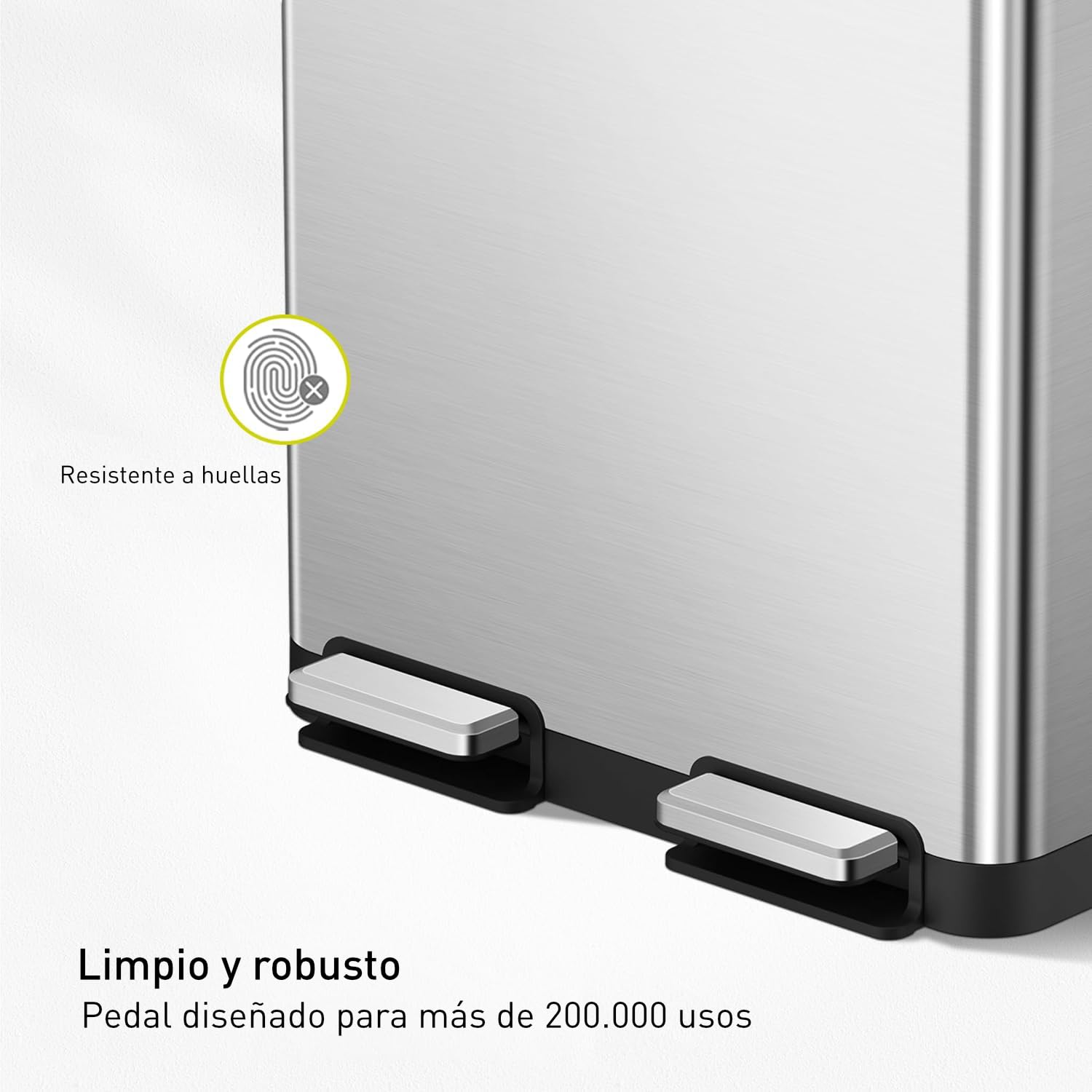 EKO Hana Deluxe Bote de Basura 40L+28L (68L) Doble Compartimento | Pedal Metálico | Acero Inoxidable Premium | Cubos Interiores Extraíbles | Ideal para Reciclaje en Cocina