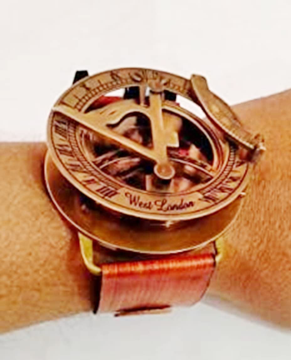 Antique Brass Compass Marine Nautical Handmade Sundial Compass Hand Watch Stayle 2 Inch-picture-13