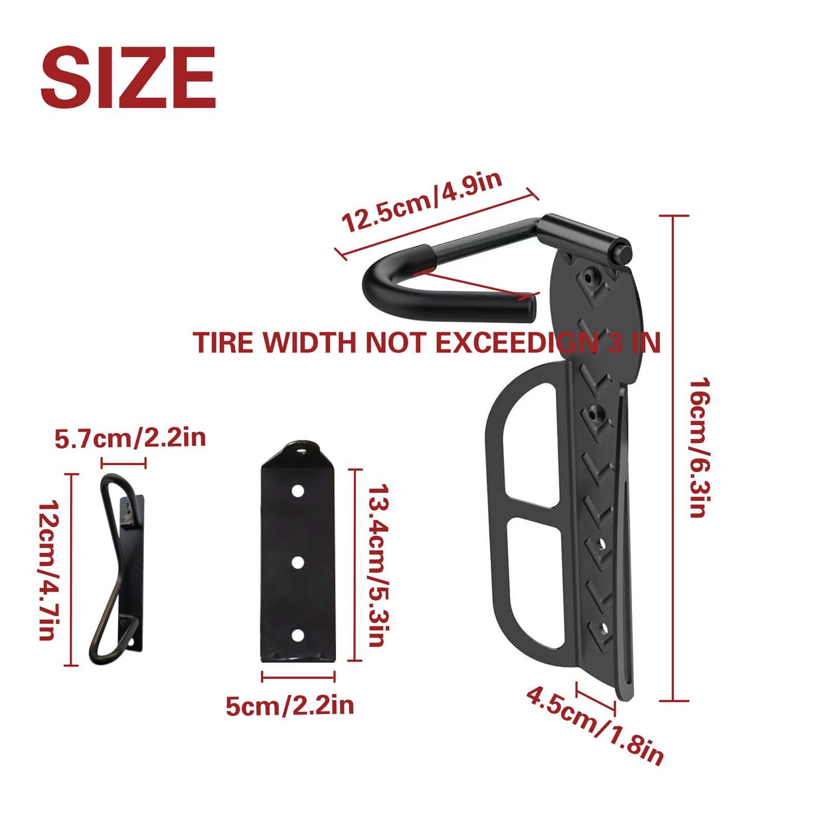 Soporte De Pared Para Bicicleta Con Bandeja Para Neumáticos, Soporte Para Pared, Soporte Para Bicicleta, Soporte Para Bicicleta, Gancho Vertical Para Interiores, Garaje, Cobertizo, 4 Unidades