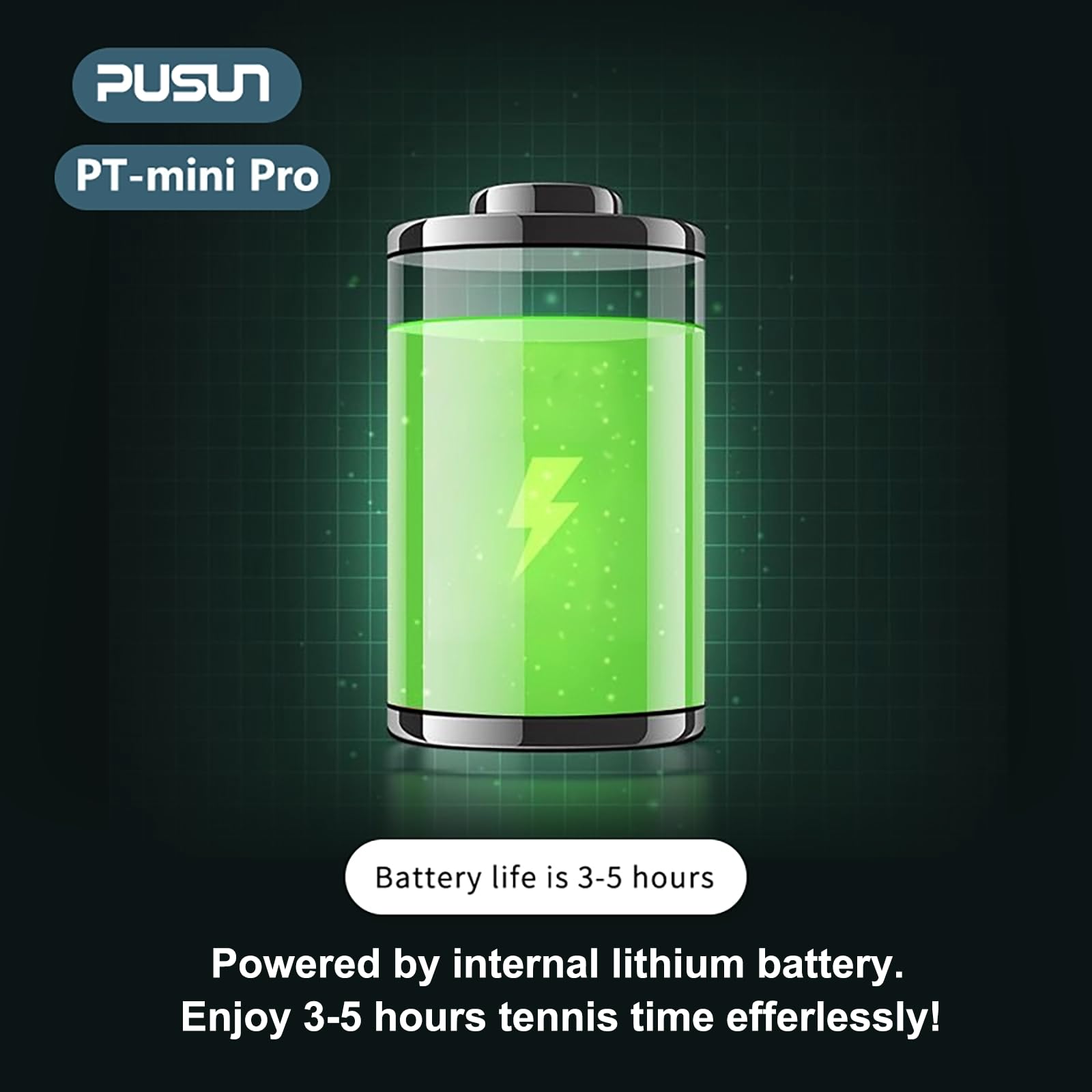 PUSUN Macchina portatile per palline da tennis, PT-Mini Pro, per pratica e allenamento, supporta app e telecomando per regolare velocità e angolo; contiene 65 palline in una volta, facile da usare