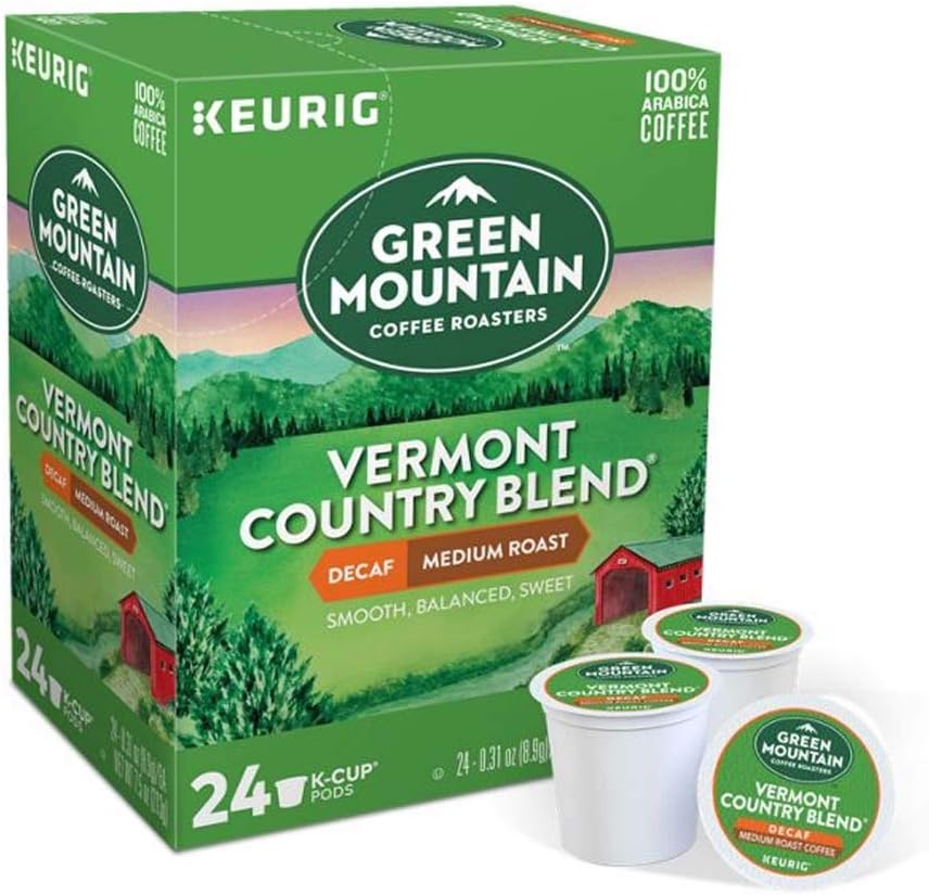Keurig Coffee Pods K-Cups 16 / 18 / 22 / 24 Count Capsules ALL BRANDS / FLAVORS (24 Pods Green Mountain - Vermont Decaf)