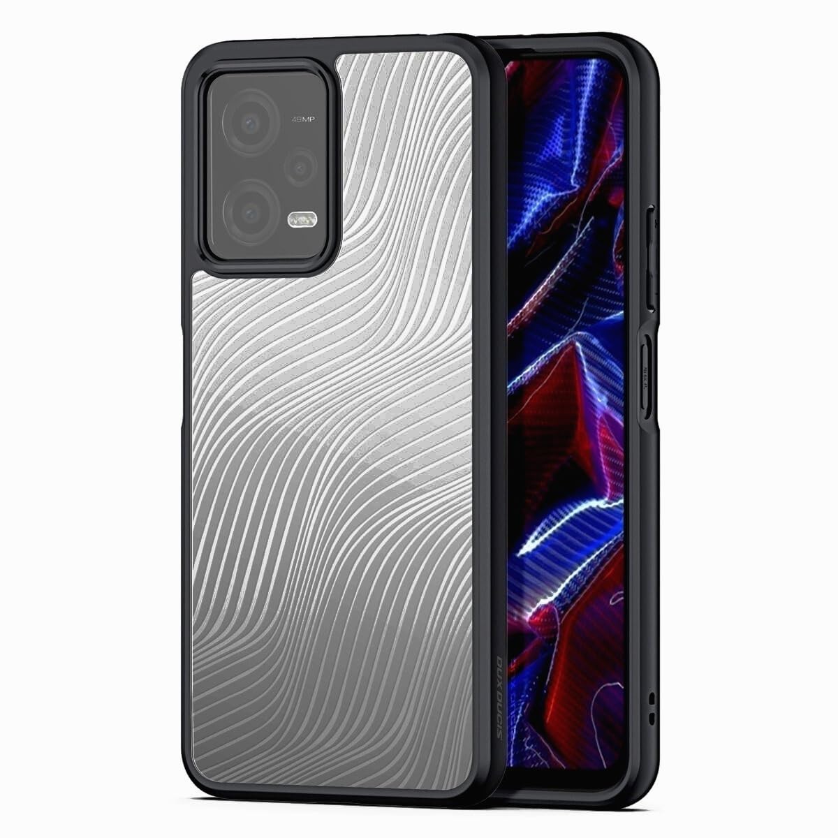 Redmi Note 12 5G Back case, Frosted Matte Anti-Drop TPU + PC case with Flowing Lines Shockproof Cover for Redmi Note 12 5G (Black)