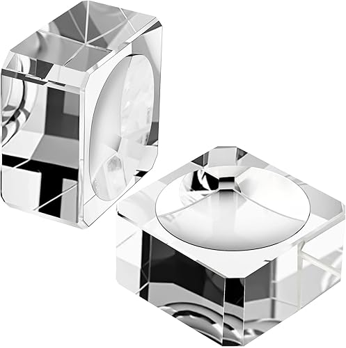 Un par de 1.378 in cuadrado de cristal soporte de bola de cristal, pantalla de base de cristal transparente 2.362 in a 3.543 in bola de cristal W3932