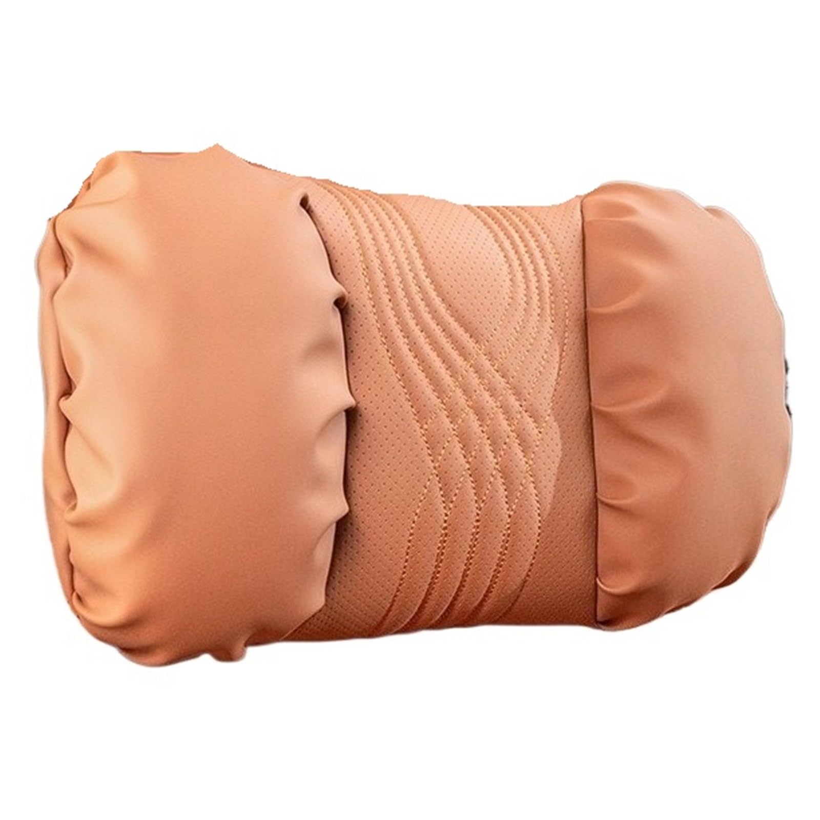 KVSWBRE Car Seat Pillow Nappa Leather Car Neck Pillow And Seat Pillow Soft Car Headrest Waist Pillow Car Headrest And Lumbar Set(Ochre - Headrest)