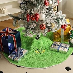 Green Christmas Tree Skirt, 48 Inch Xmas Tree Skirt, Faux Fur Plush Velvet Fluffy Chritmas Tree Decor for Merry Christmas Halloween Holiday Party Christmas Tree Indoor Outdoor Decor Green Christmas Tree Skirt 48 Inch Xmas Tree Skirt Faux Fur Plush Velvet Fluffy Chritmas Tree Decor for Merry Christmas Halloween Holiday Party Christmas Tree Indoor Outdoor Decor