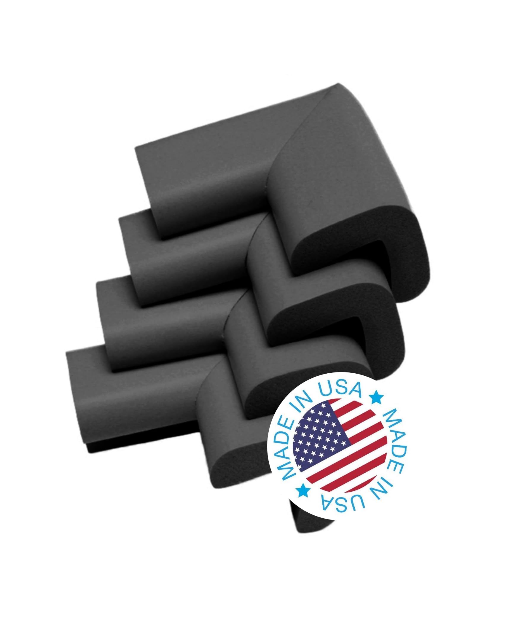 KidKusion 4-Piece Safety Corner Cushion, Black, Child Proofing Corner Guard, Made in USA, Child Safety, Home Furniture Safety Bumper, Baby Proof Table Protector, 4 Count (Pack of 1)