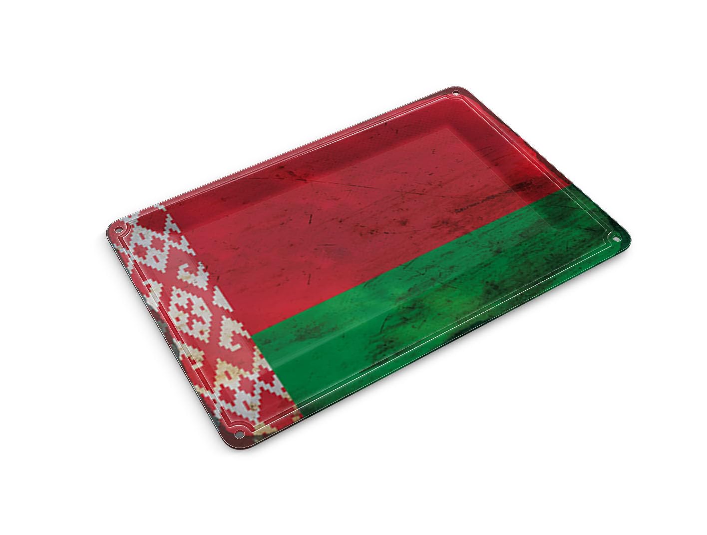 Femer Tin Postcard Belarus Flag 14 x 10 cm Flag Rust Decorative Sign