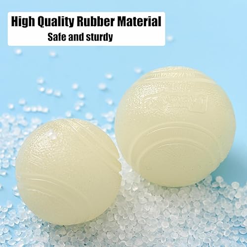 Miniatura 3 de Vitalili 2 bolas de goma brillantes para perros, bolas de juguete para agua, pelota de entrenamiento para perros de alto rebote resistente a las