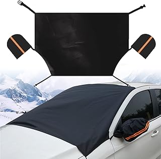 yonwait 1 Piece Car Windshield Snow Cover, Cover for Ice and Frost with Removable Mirror Protector, Wiper Front Window Protects Windproof UV Sunshade Black #04 (85''x49''), 85In x 49In, YOXD004BL-L