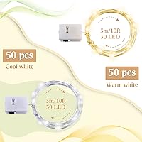 Vista 2 de Tuanse 100 Pack Led Fairy Lights Battery Operated String Light 9.8FT Waterproof Silver Wire Firefly Starry Moon Light 30Led for Mason Jars DIY