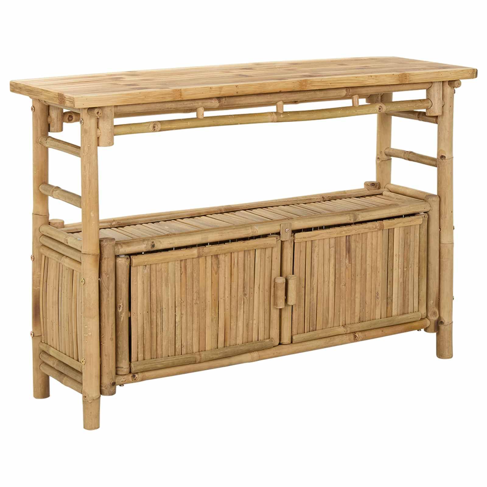 vidaXL Mesa Consola con Estante Natural 110 x 35 x 75 cm Bambú, Mesa de Entrada Moderna, Mueble de bambú para almacenar, Piezas de Acento en decoración contemporánea