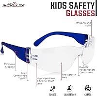 Vista 2 de BISON LIFE Gafas de seguridad para niños, gafas protectoras para niños a granel, ANSI Z87.1, gafas de seguridad para niños, paquete de gafas