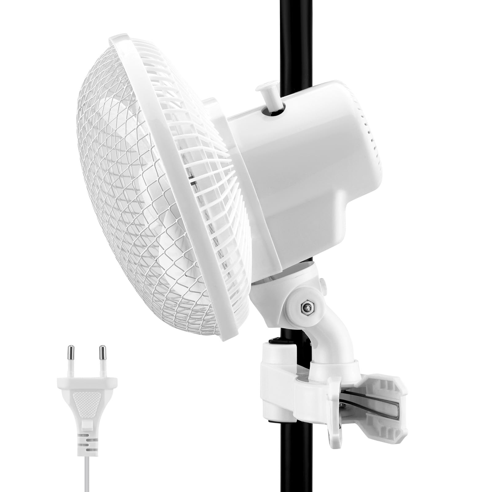 Grow Ventilator mit Clip, 20W Oszillierender Lüfter mit 2-Geschwindigkeiten, 1.5m Kabel, 20cm Durchmesser, 40dB leiser Betrieb, 2200PRM, Umluftventilator für Zelt und Growbox