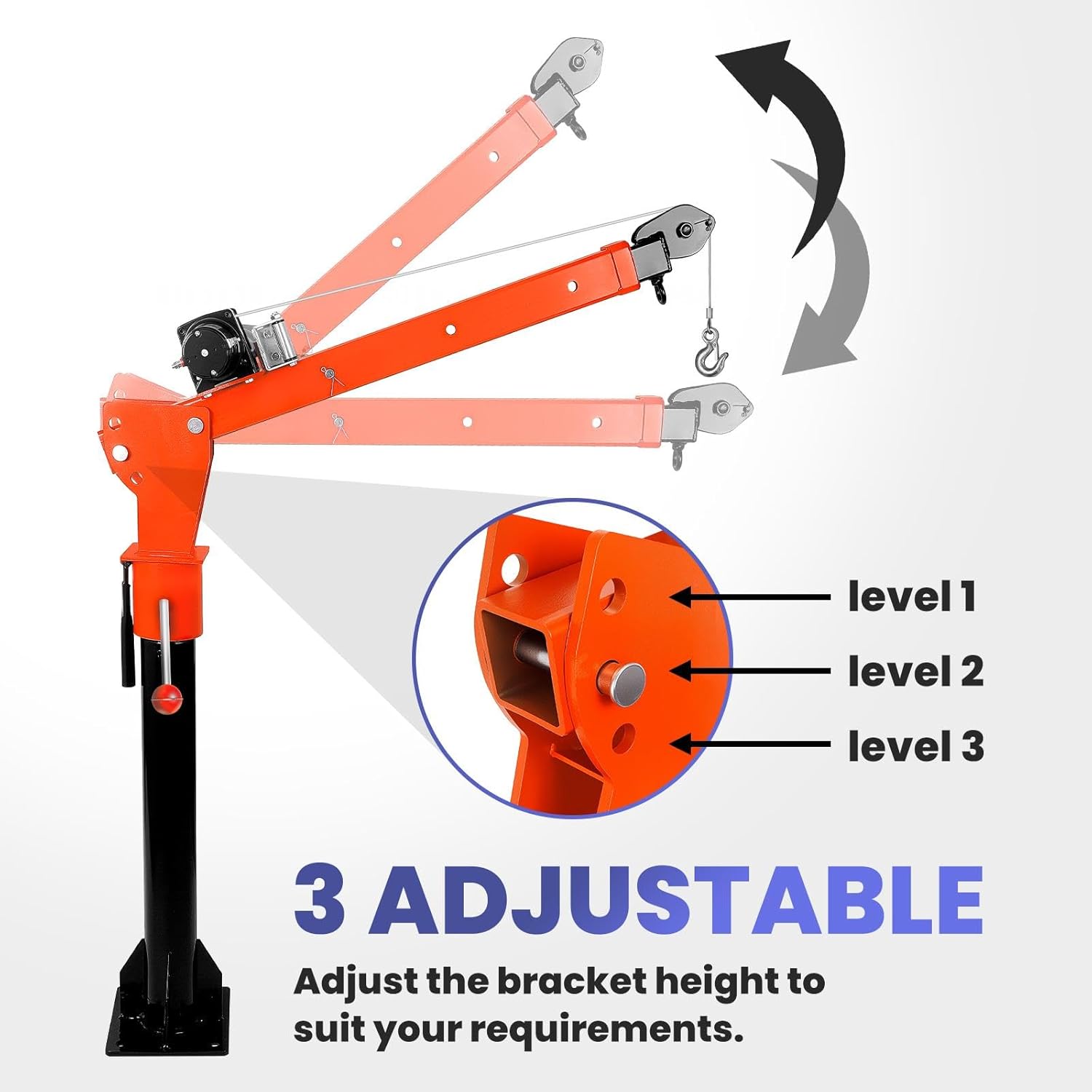 Electric Truck Bed Crane, 1300lbs Load Capacity, Folding Truck Crane with Electric Winch 2200 Lbs, 360° Swivel Lift Electric Hoist for Lifting Goods in Construction, Timber Mill