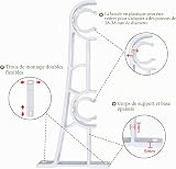 Supporto per asta per tende, confezione da 4 supporti doppi per tende, 28 mm, robusti supporti per asta per tende, colore bianco, ganci di supporto per tende - 3