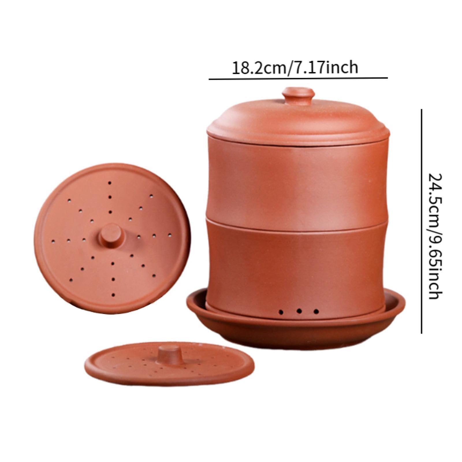 Pot de germination d'argile violette – Plateau de germination de graines avec trous de drainage pour germes de haricots, récipient de plantation de jardin (18,2 cm de diamètre) – Rouge