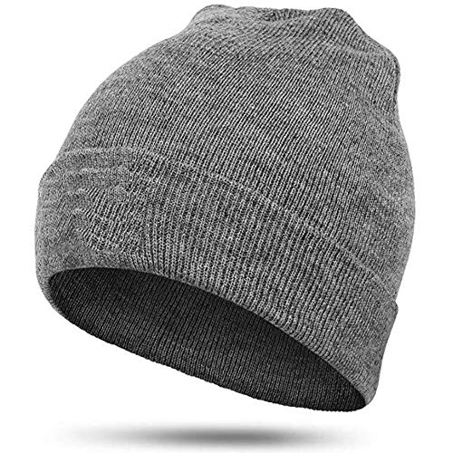 Preisvergleich Produktbild BESTZY Wintermütze Damen Herren Mütze Beanie Strickmütze Warm Doppellagige Reversibel, warme Beanie Strickmütze, Feinstrick Mütze doppelt gestrickt, Winter (DunkelGrau)