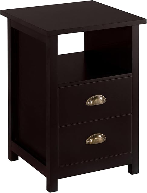 Yaheetech Bedside Table Bedside Cabinet with 2 Drawers Wooden Nightstand Modern Side Table Home Furniture for Bedroom, Living Room, Guest Room, Espresso