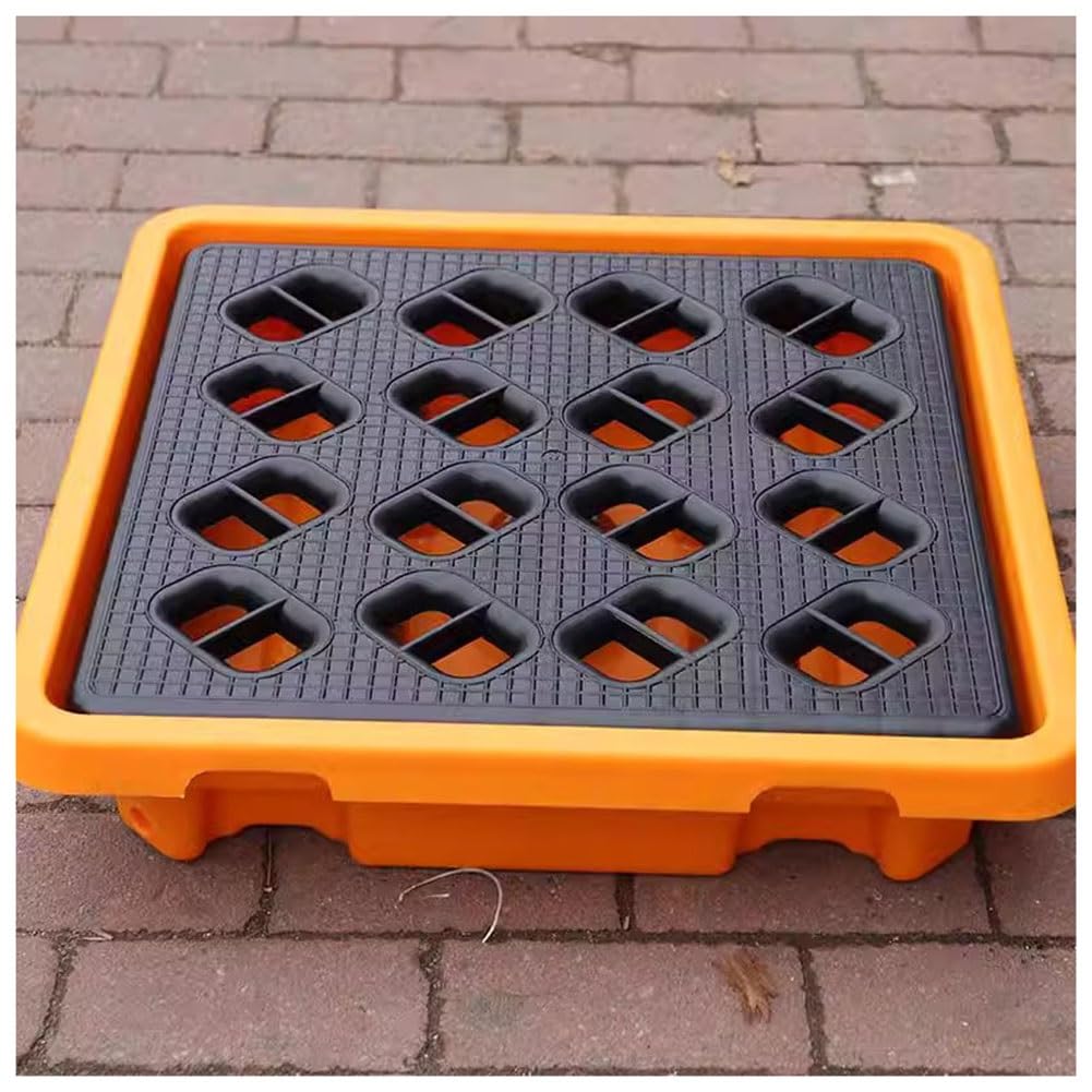 Aioneer Spill Containment Platform Stackable Modular Platform With Drain Outlet Anti-Leakage Pallet-Yellow-67.5x67.5x15cm