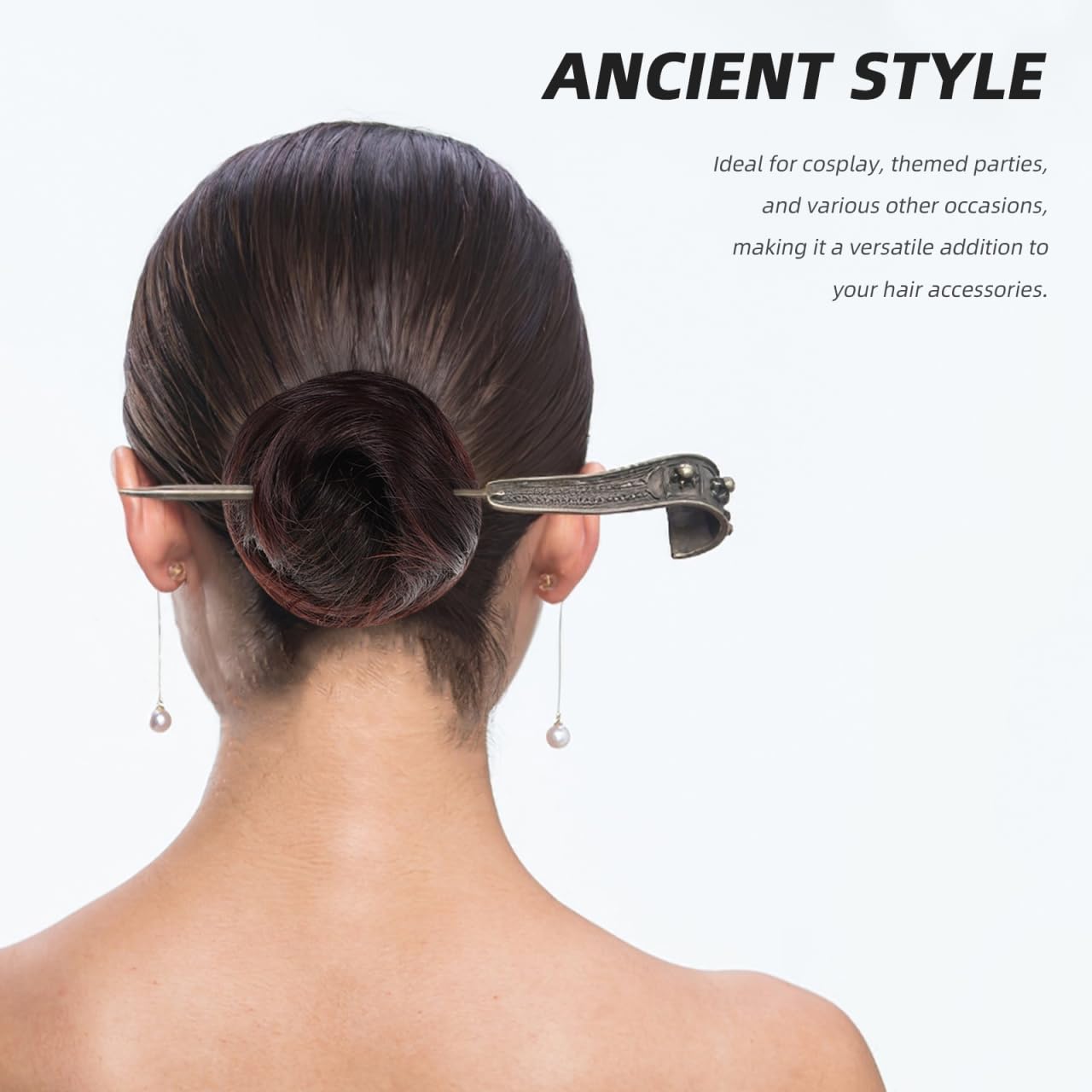 Donut Bun Hair Piece for Women High Temp Fiber Hair Bun Scrunchy Updo Wig Extension Traditional Hanfu Style 2.16X1.88X1.18 in