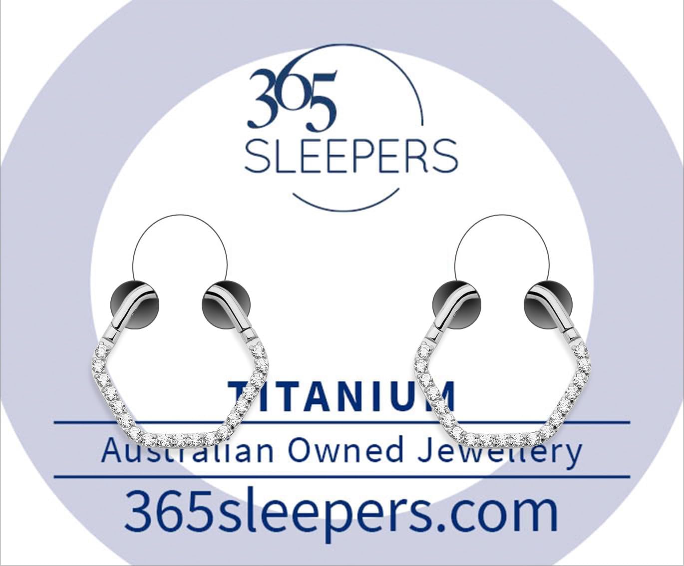 365 Sleepers Titanium Implant Grade 16G Gem Hexagonal Septum Jewelry Hinged Segment Ring Body Piercing Hoop Lip Rings Helix Cartilage Rook Sleeper Earrings 8mm – 10mm