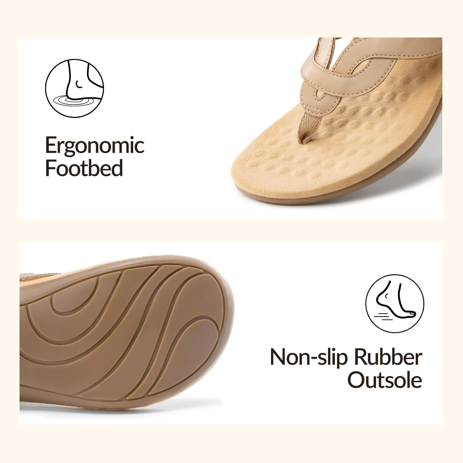 Rihero Women's Orthopedic Arch Support Sandals Orthotic Flip Flops Comfortable Slip On Thong Flat Sandals - Image 5