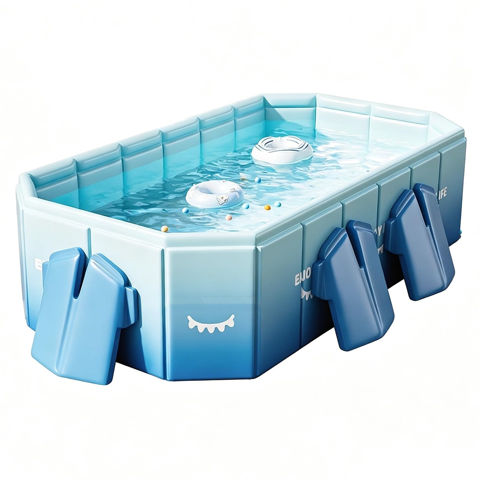 Piscina Plegable Piscina Rectangular Portátil para Jardín De 188-293 Cm Piscina Plegable para Perros Fácil De Guardar Válvula De Drenaje Rápido(210 * 123 * 55cm)