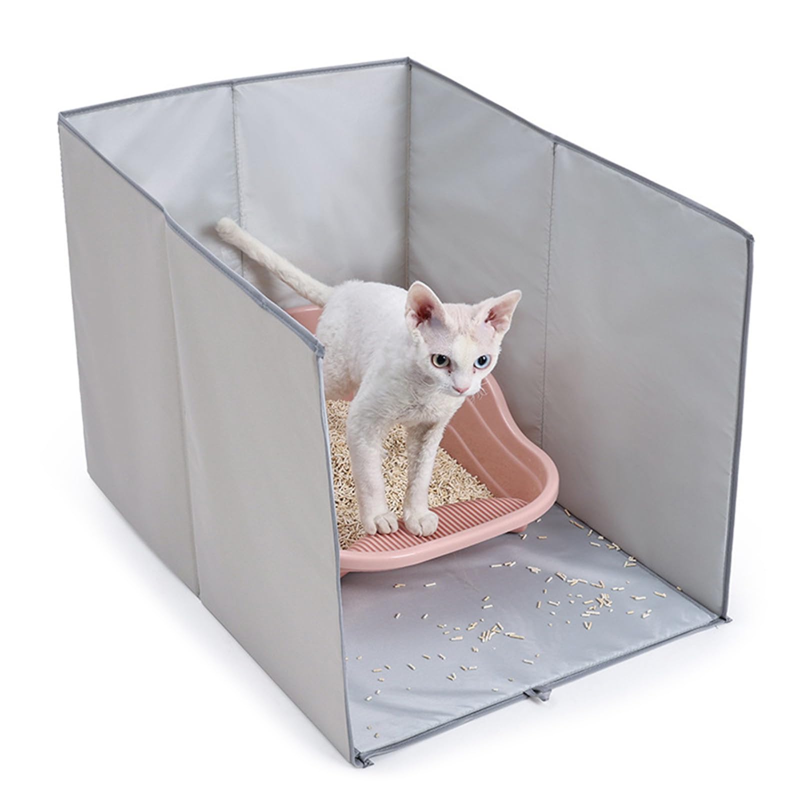 Protector de caja de arena para gatos a prueba de salpicaduras, tapete flexible de PVC, bandeja de instalación rápida, valla de barrera para el hogar, caja de espacio reducido, barrera contra