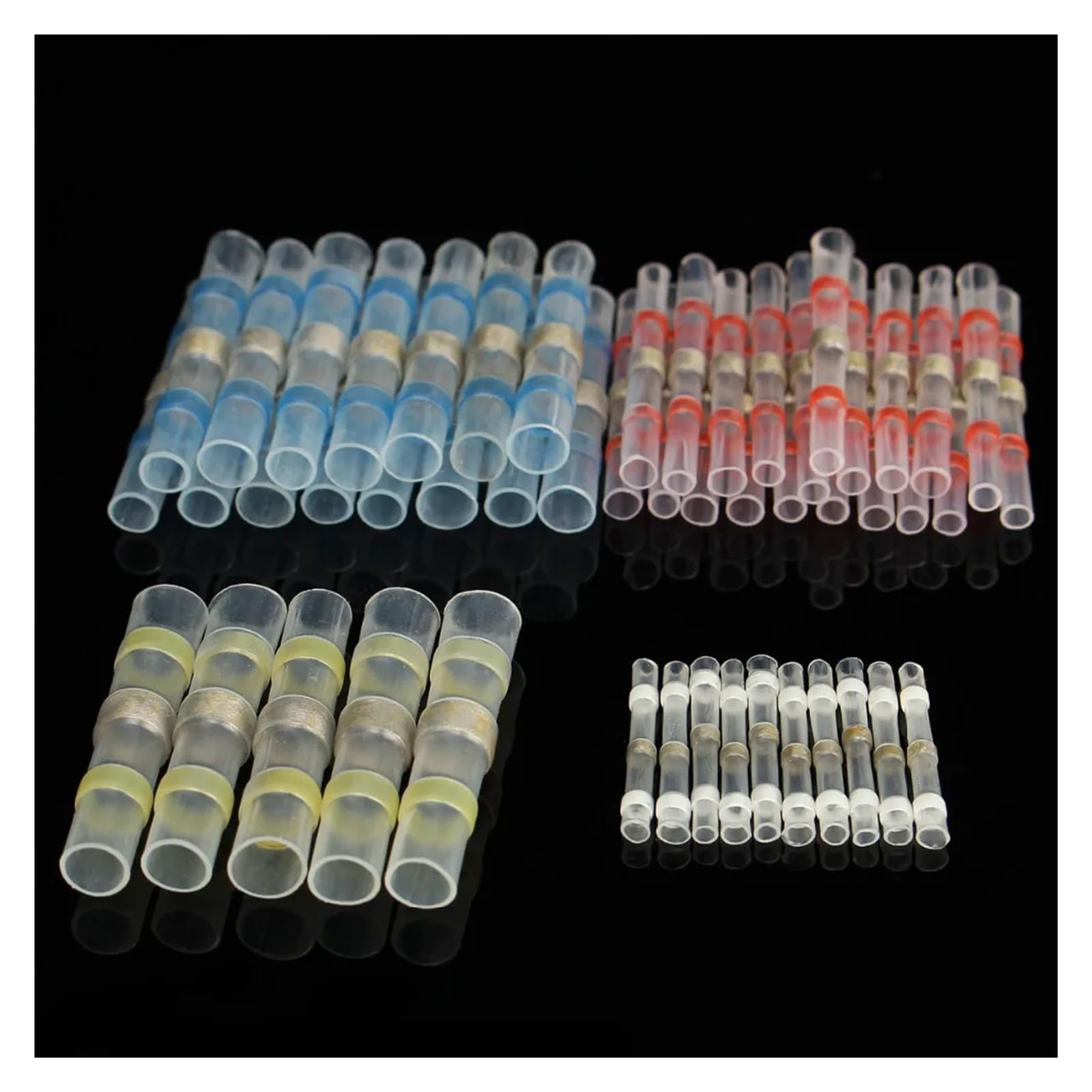 Bylsagwht One Color 50Pcs(Four Sizes) Solder Seal Heat Shrink Butt Connectors With Soldering Sleeve Accessories For Marine And Automobile
