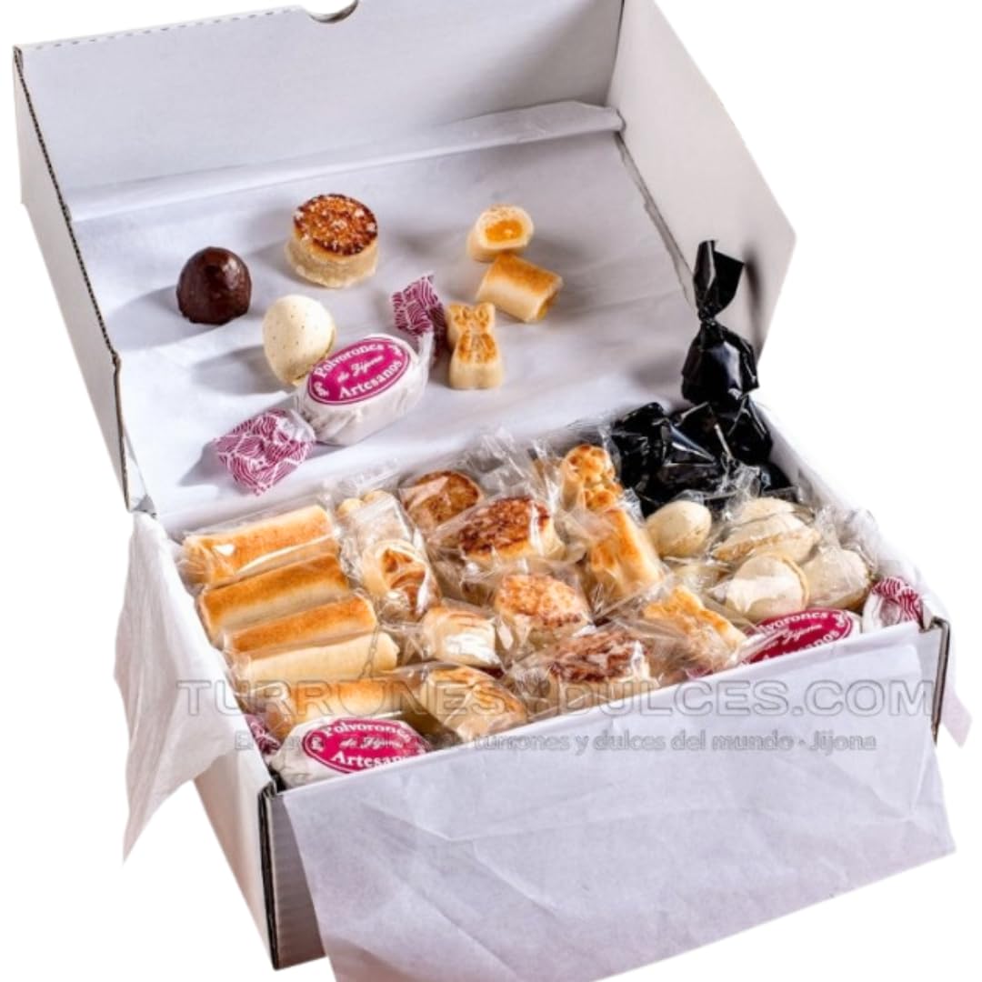 Surtido de Mazapán y Turrón, Caja de 2 Kg, Variedad de Mazapanes, Bombones, Almendras, Turrón Duro, Polvorón y Turrón Blando