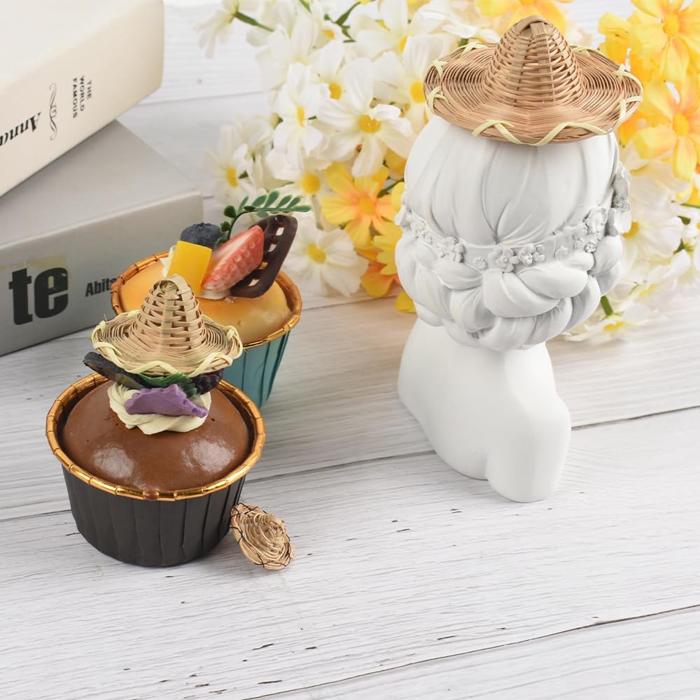 Mini Straw Cowboy Knitting Tiny Straw Weaving Accessories Set of 3 image 5