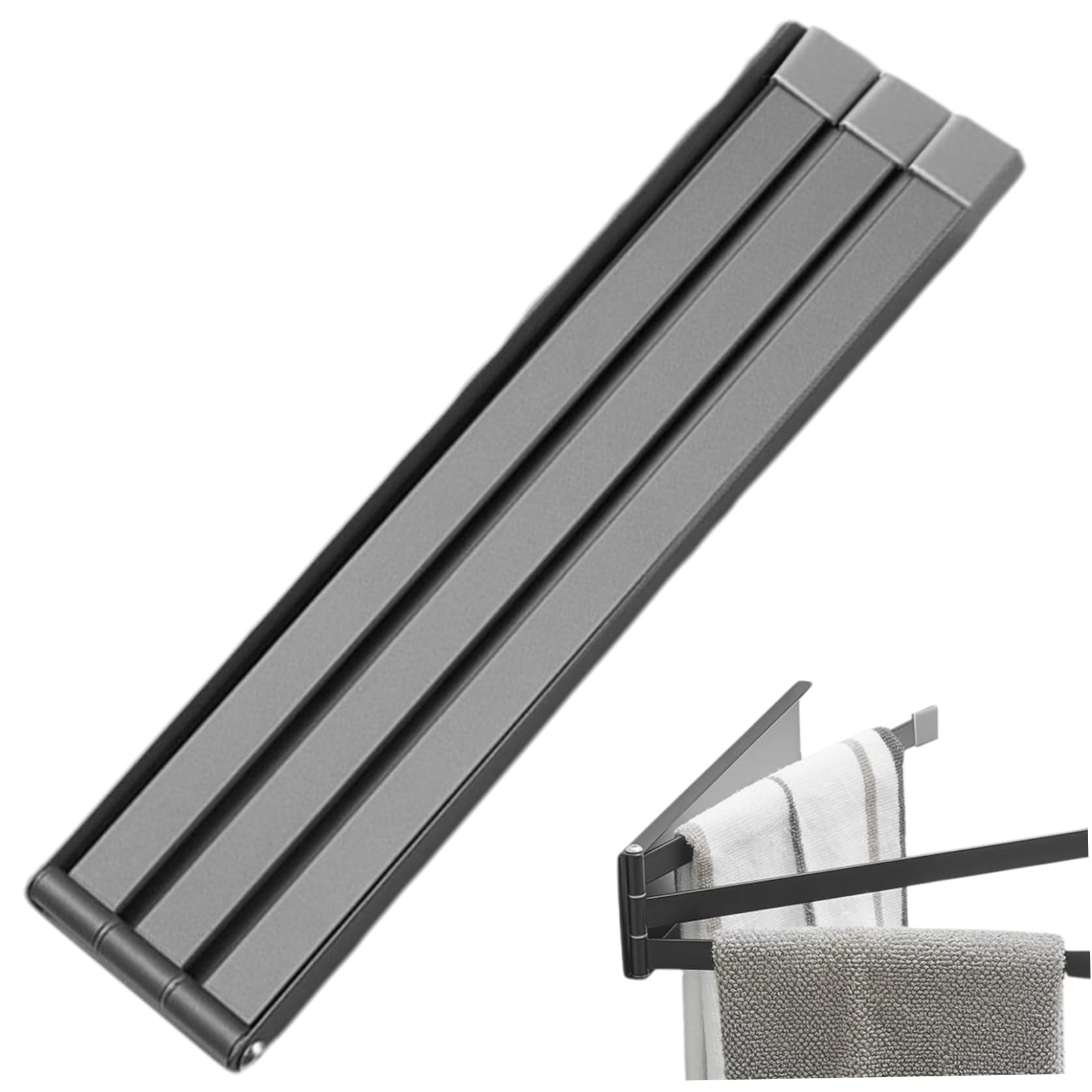 Toallero de acero al carbono negro con tres brazos orientables