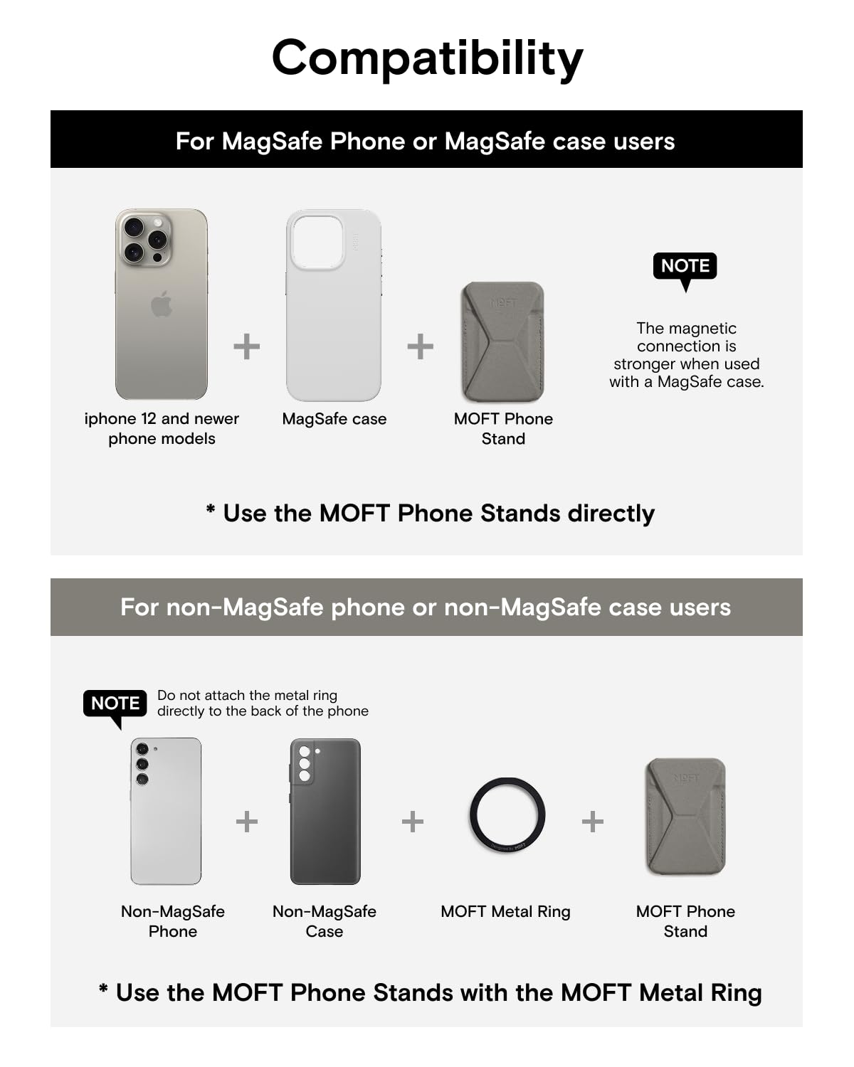 MOFT Magsafe Wallet Phone Stand Compatible with iPhone 15/14/13/12 Series, Angle Adjustment & Magnetic MOVAS Phone Stand for Desk, Magnetic Card Holder Wallet for iPhone, Taupe