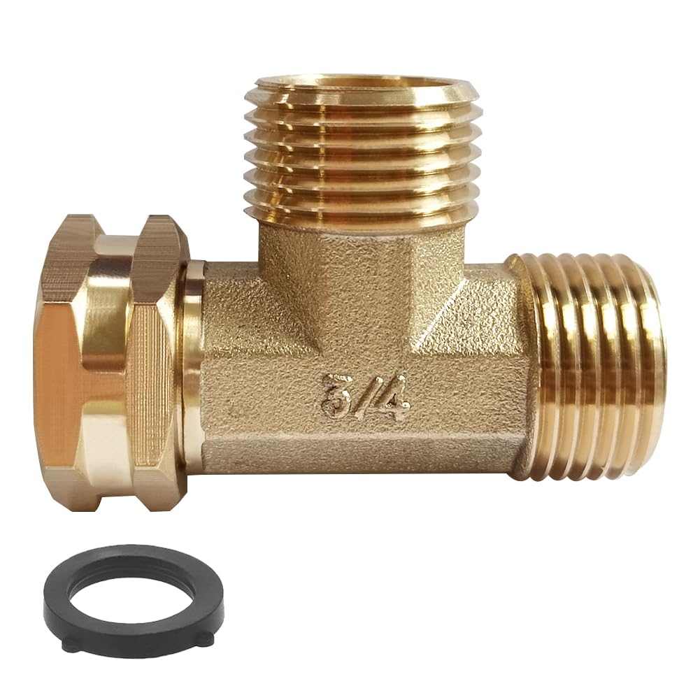 Joywayus Brass Swivel Pipe Fitting Tee - 3-Way Adapter, 3/4" GHT Female Male Male