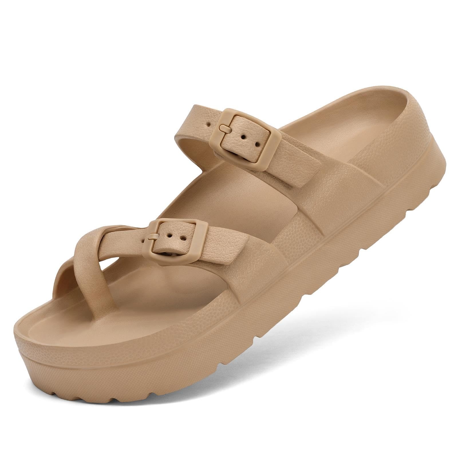 Waysoland Sandalen Damen Sommer,Orthopädische Damen Bequeme Folien Dicke Sohlen Plattform Sandalen mit einstellbarer Schnalle und Ultra Kissen