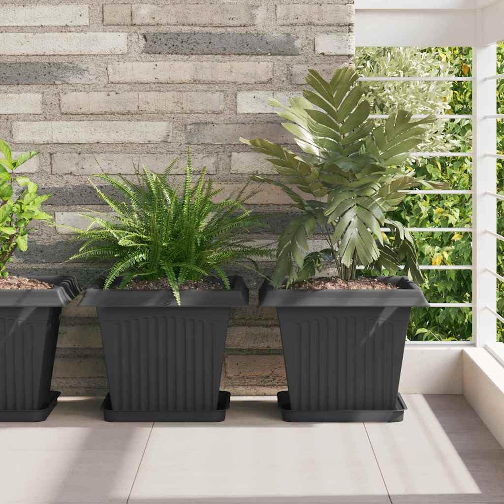 Moderner quadratischer Blumentopf für Innen und Außen 6 Stück - Quadratischer Pflanzkübel mit gerolltem Rand Design aus leichtem Kunststoff und Entwässerungslöchern für kreative