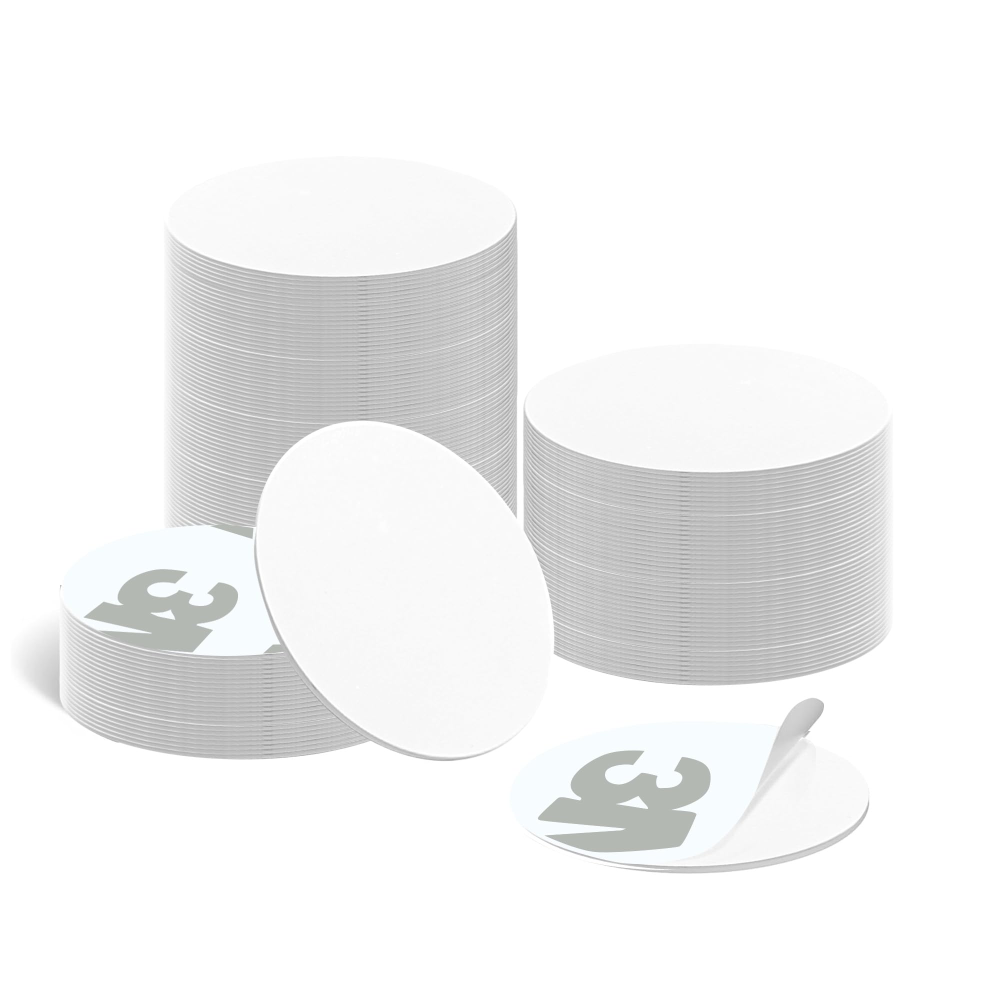 50 Pack NFC Tags NTAG215 - Rewritable NFC Stickers with Adhesive Backing, Compatible with Android & iOS | White Round NFC Cards for Smart Home, Business Cards, Gaming