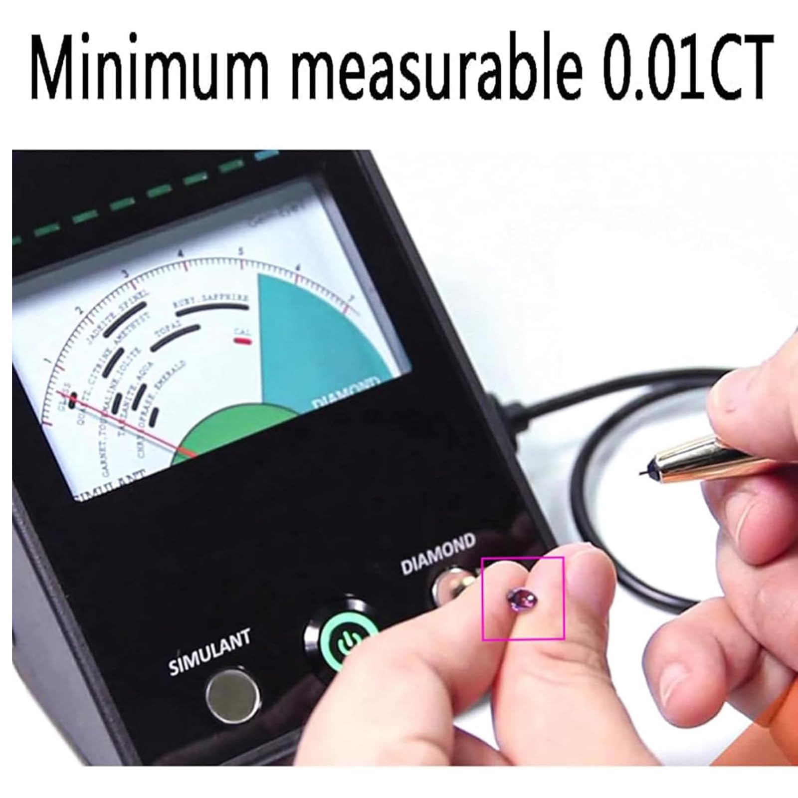 Profesjonalny tester diamentów, tester diamentów ze wskaźnikiem i lekkim światłem, minimalny pomiar 0,01 CT / automatyczna kalibracja, do diamentu, szafiru