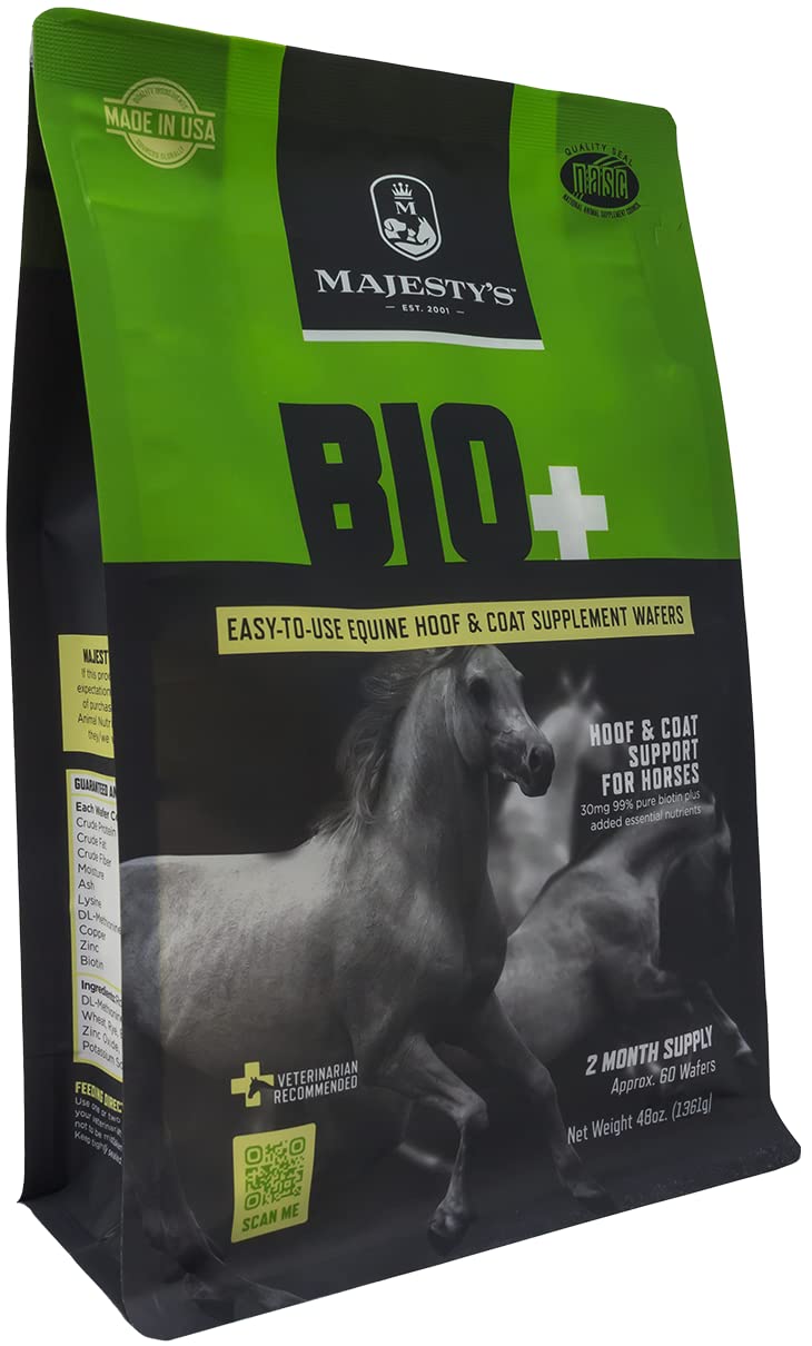 Majesty's BIO+ Biotin Wafers - Superior Horse / Equine Hoof and Coat Support Supplement - Copper, Zinc, Lysine, Methionine (60 count)