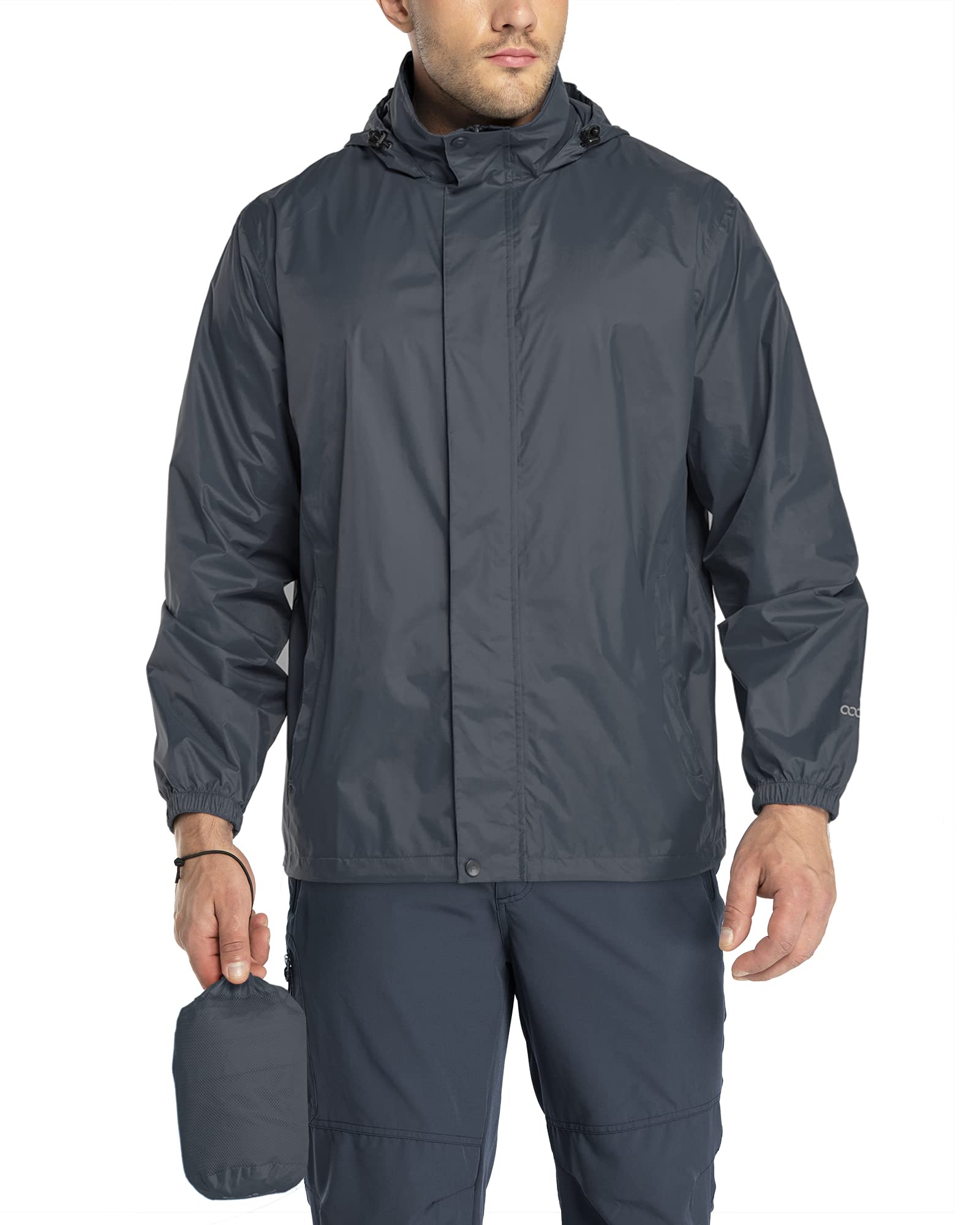 33,000ft Regenjacke Herren Leicht Wasserdicht Faltbare Regenmantel Fahrrad | Atmungsaktiv Outdoorjacke Windjacke Windbreaker mit Verstaubare Kapuze, Stehkragen Jacke, Golf, Camping, Outdoor, Angeln
