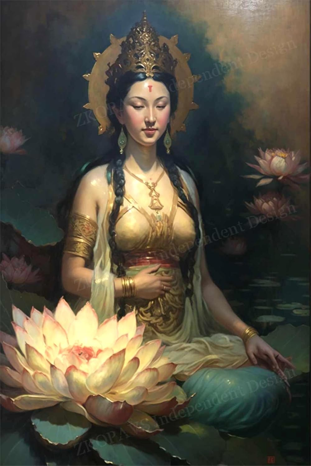 ZKOPAVS God Diamond Painting Oil Painting Goddess Diamond Painting Kits Round Diamonds Glued By Numbered Number of Glittery Three-Dimensional Embroidery Kits, for Religious Living Room Decor 50X60cm