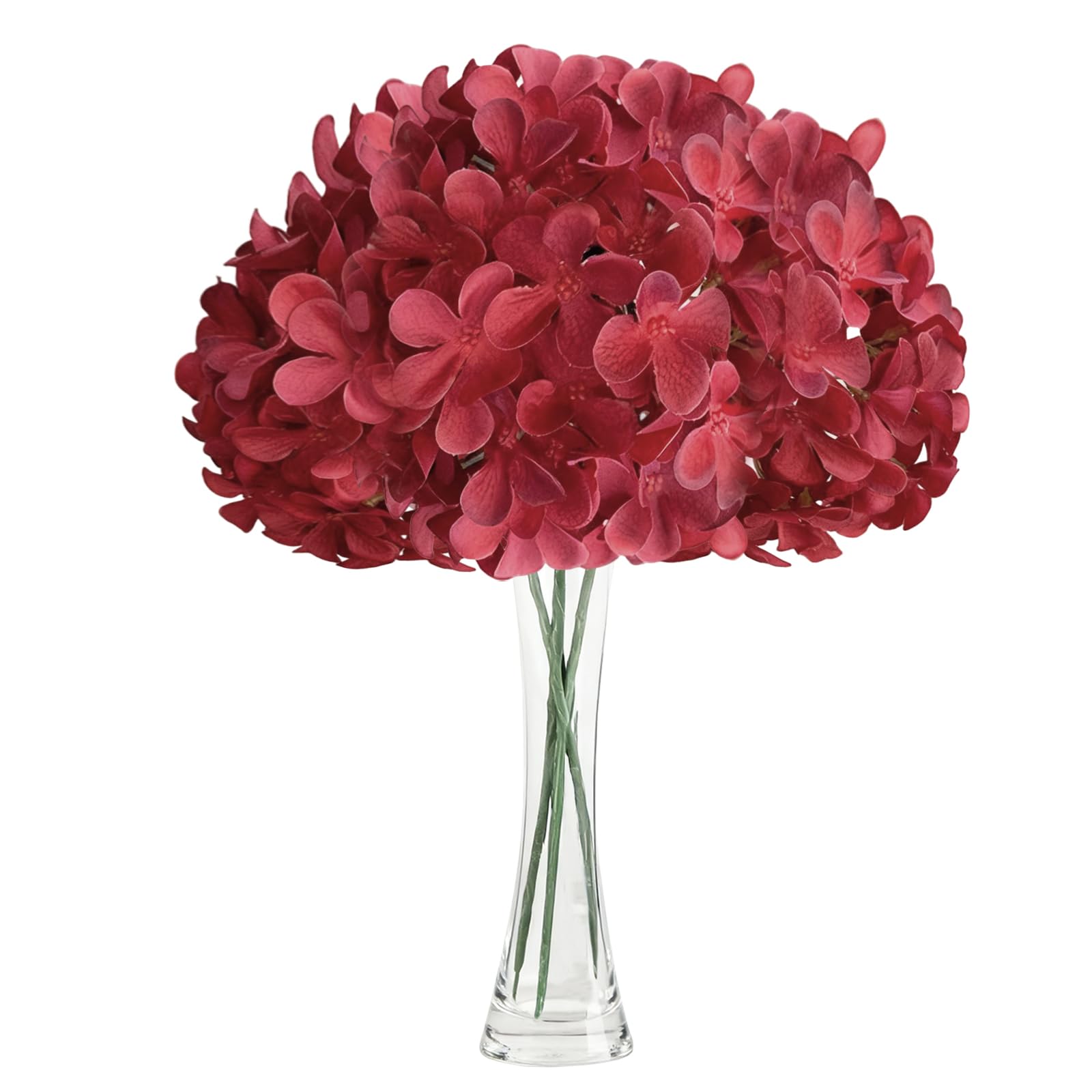 JOZMMZEOOA Hydrangea Artificial Flowers 3 Pieces Artificial Flowers 68 CM/26 Inches Fake Flowers Realistic Touch Faux Hydrangea Flowers, For Weddings,Offices,Cafes,Home Decor,Kitchens (Red)