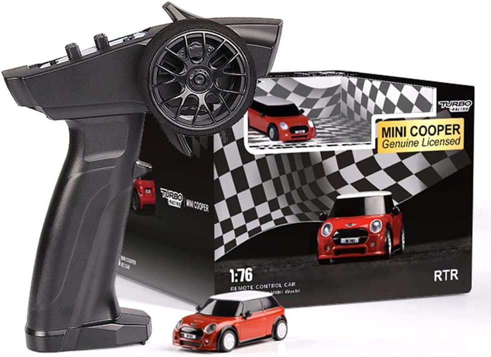 1:76 Turbo Racing Scale RC Sport Car, Table Racing Remote Control Mini Model Car Full Proportional RTR Kit Toys (Baoma mini-red)
