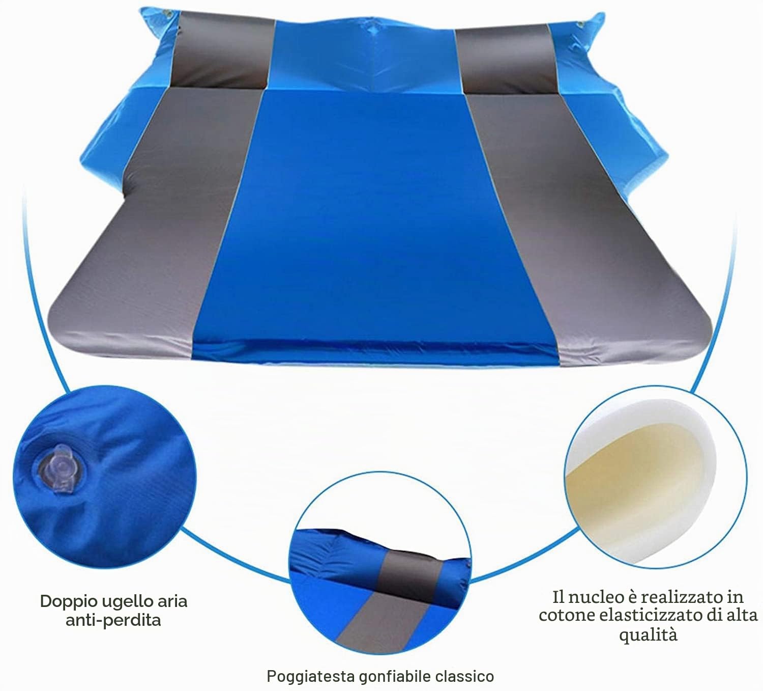 GJXJY Materasso Gonfiabile per Auto con Cassetta 2 Posti Car Air Mattress con Borsa di Stoccaggio Materasso Gonfiabile per SUV Break Sedan, 130 x 175 x 7 cm