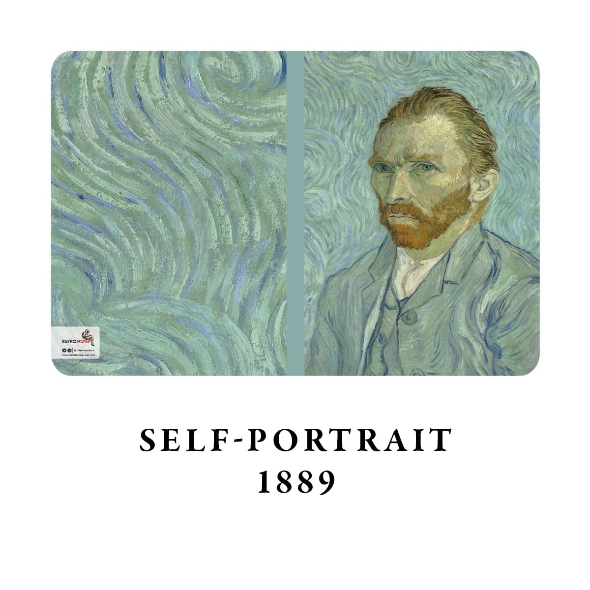 Retronote Set di 4 quaderni Van Gogh serie II - A5, senza righe, totale 256 pagine, 64 pagine, rilegatura a filo, copertina flessibile, bordo ovale, texture tela, 60 grammi, giallo crema