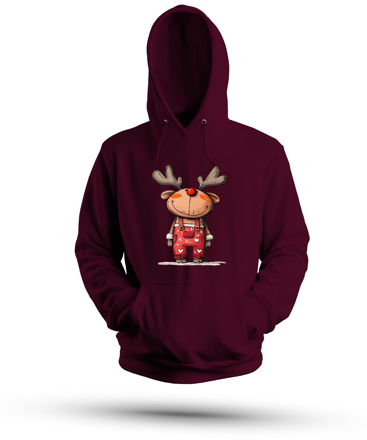 Rudolf renifer czerwony nos Boże Narodzenie uroczy prezent kreskówka unisex bluza z kapturem bluza z kapturem