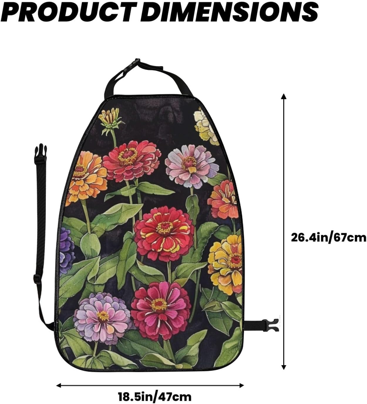 Car Seat Back Kick Protector 2 Pack 18.5" x 26.4", Colorful Zinnia Upgraded Large Rear Seat Cover for Dirty Shoes Kids Pets, Waterproof Oxford Fabric Anti-Kick Pad for SUV Jeep Truck Sedan