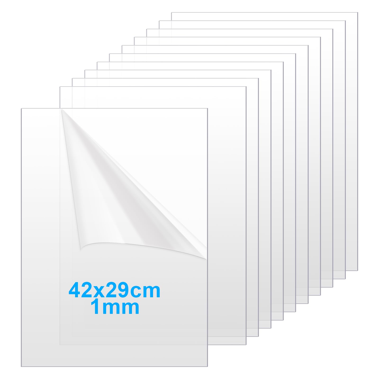 YOUNTHYE 10PCS Clear Perspex Sheet, A3 Acrylic Sheet 1mm Thick Plexiglass Sheets Large Acrylic Board for Photo Picture Frame, Painting, Display Projects